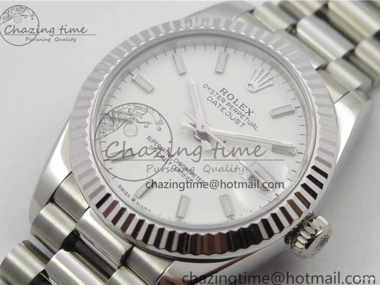 MiroTime 0322 Lightweight Datejust 31mm 278275 SS BP Maker Best Edition White Stick Markers Dial on SS President Bracelet 3100